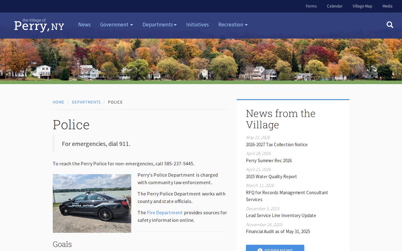 Perry Police Wyoming County arrest-record source page